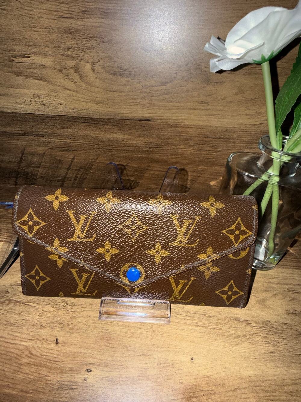 Louis Vuitton Monogram Emilie Wallet Blue Interior with Insert